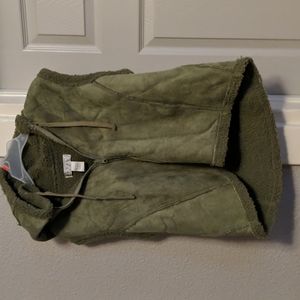 Women's large velvety hooded vest